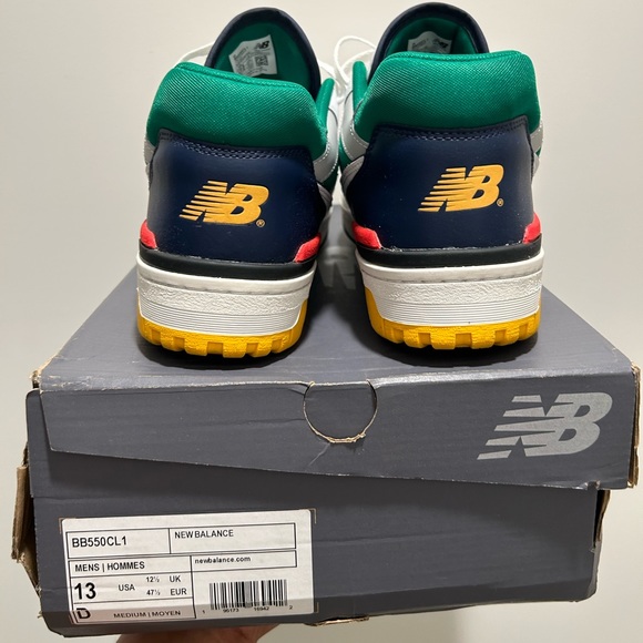 New Balance BB550CL1 size 13 sneakers white, red, blue, green, yellow with box - Picture 4 of 5
